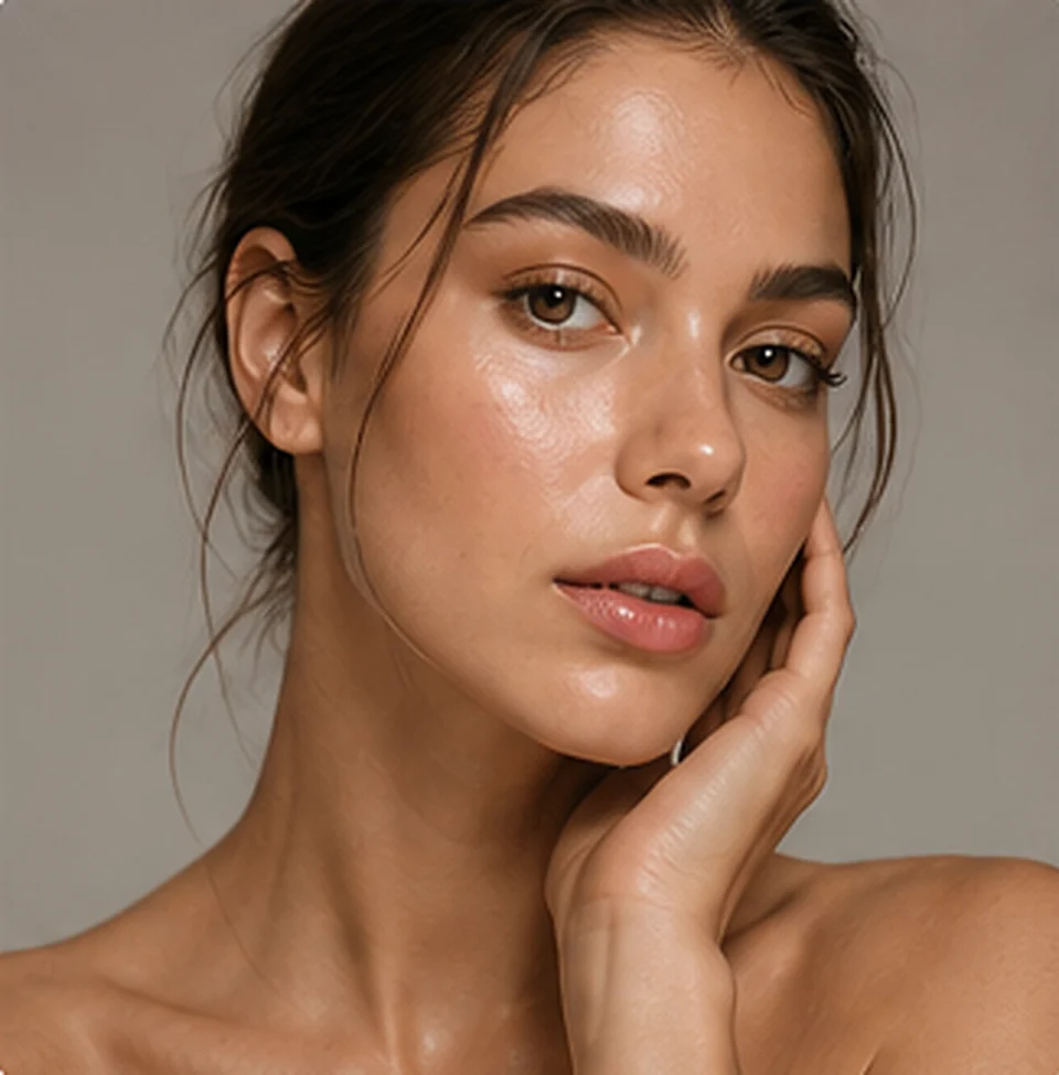 Zbliżenie twarzy modelki do sesji beauty
